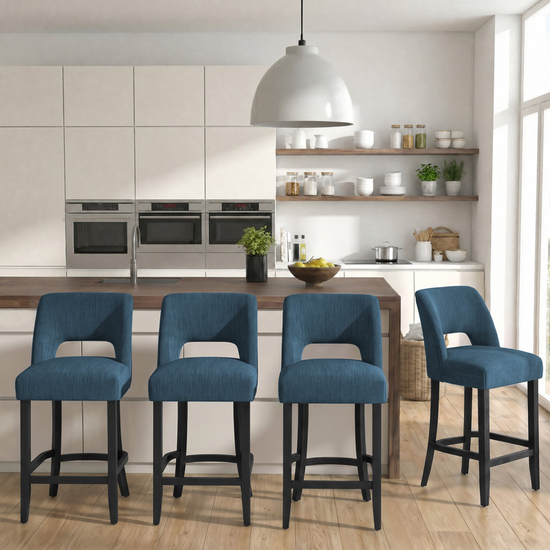 Tabouret de bar Bisto, Siège bleu / cadre noir