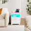 Bedside Table with 2 Drawers, Pushable Desktop Bedside Cabinet with LED Lights & UK Charging Station 2AC/2USB, Wooden Side Table for Bedroom Living Room Sofa Side, Nightstand Home Office UK Plug-1485496408