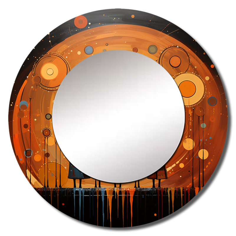 African American Art Soulful II - African American Art Decorative Mirror, Orange Round Wall Mirror, Printed Metal Art