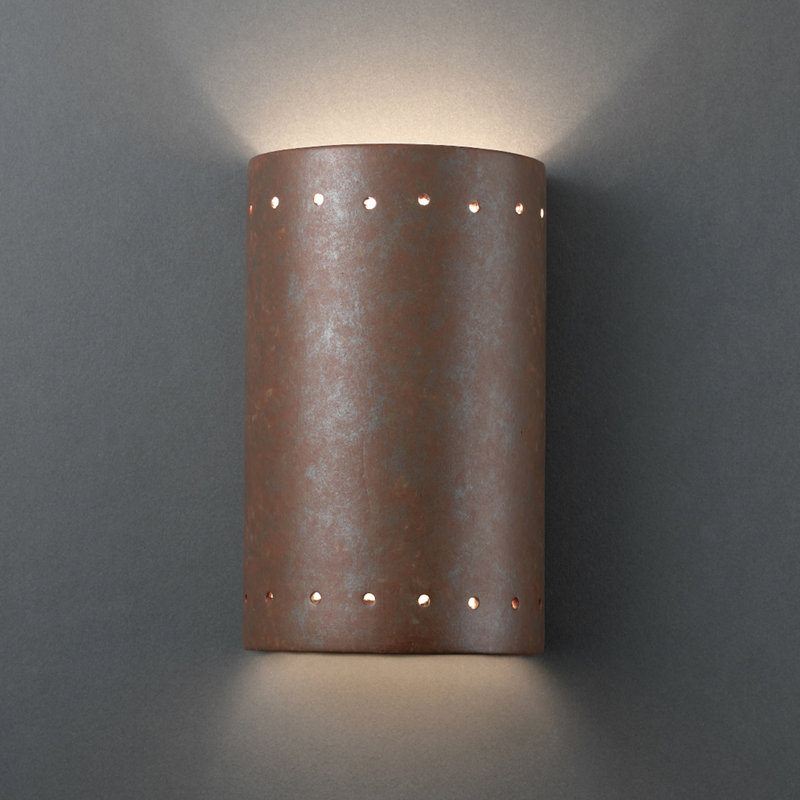 Wiseman Ceramic Flush Mounted Sconce, Rust Patina, Yes