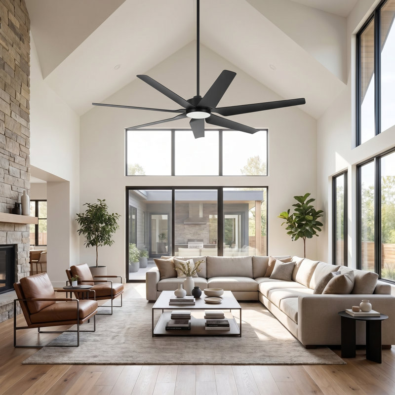 65" Large Outdoor Ceiling Fan With Light And Remote, Smart Ceiling Fan With Alexa/Remote/APP,  7 Sleek ABS Blades, Quiet Reversible DC Motor, 6 - Speed, Ideal For Large Indoor & Outdoor Spaces Like Patio, Porch, Gazebo, Garage, Living Room