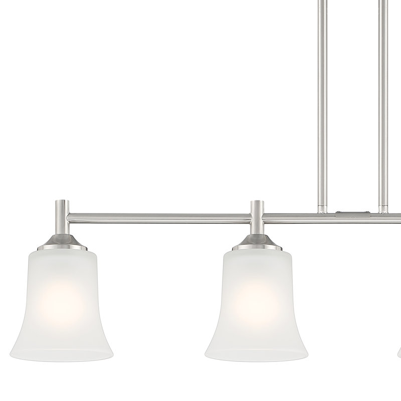 Luminaire suspendu linéaire à 4 lumières pour îlot de cuisine Alies, Nickel brossé