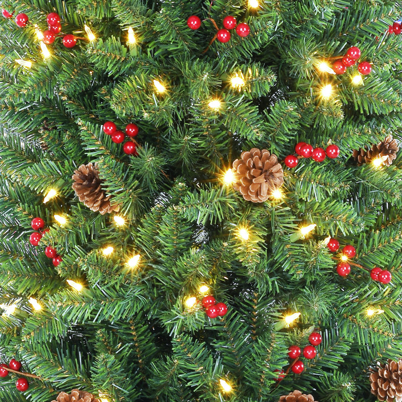 Artificial Slim Christmas Tree Multi-Color LED Lights Dual Color Remote Control, 6'