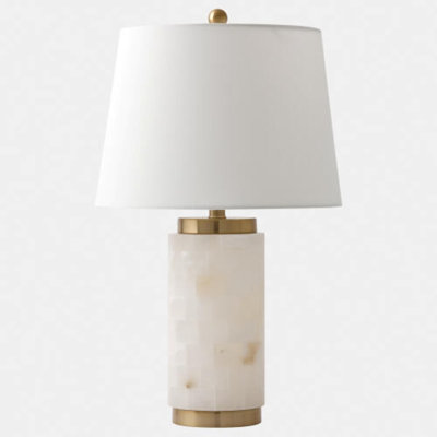 Hillary Cylinder Alabaster Lamp-Brass 25"H x 15"W x 15"D Accent Table Lamp