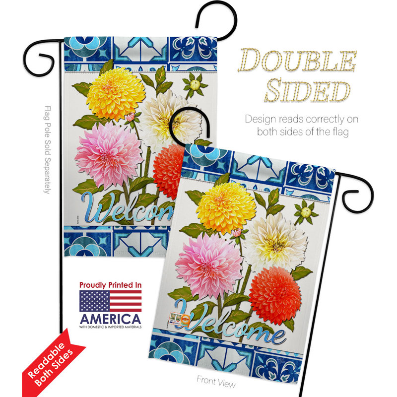 Drapeau de jardin Dahlia Bouquet, H 18 po x l 13 po