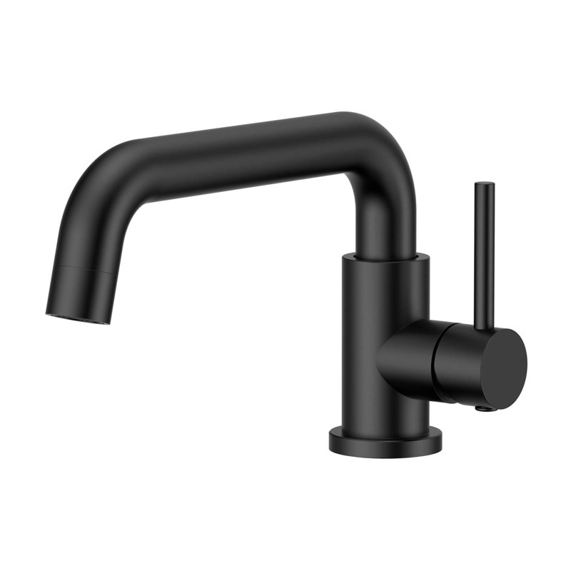 Robinet pour salle de bain à un trou et poignée simple, Noir mat