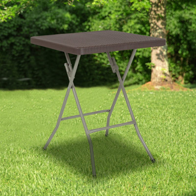 Chartier 1.95-Foot Square Rattan Plastic Folding Table - Outdoor Event Table