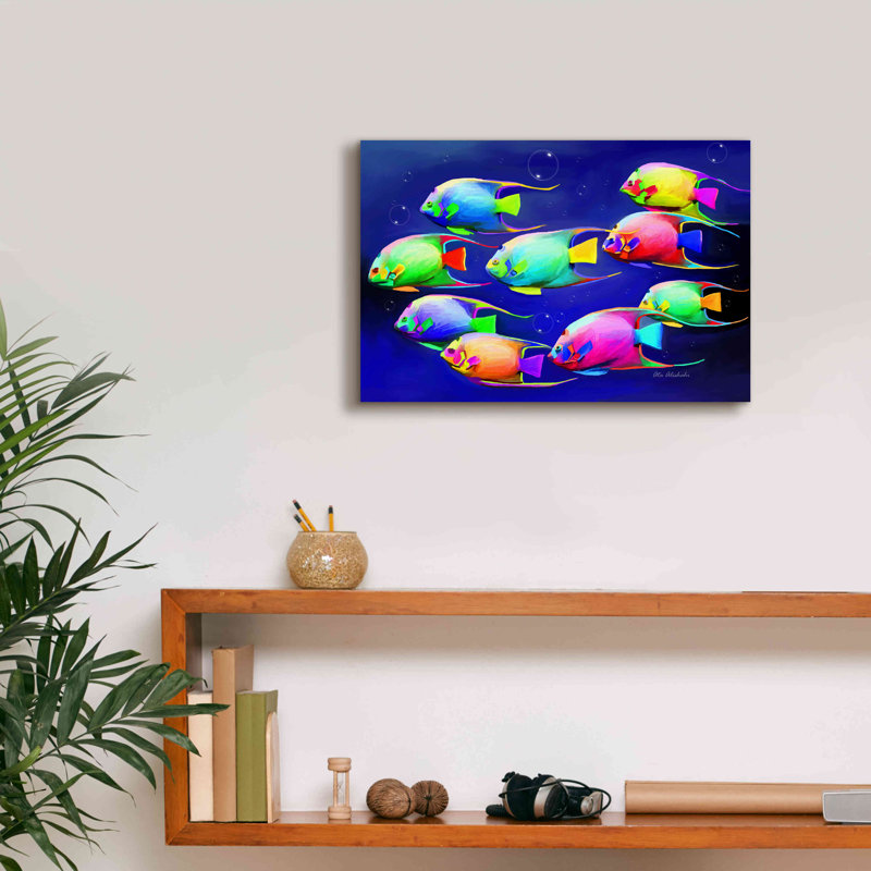 " Colourful Fishes 2 " by Ata Alishahi, 12" H x 18" W x 0.75" D