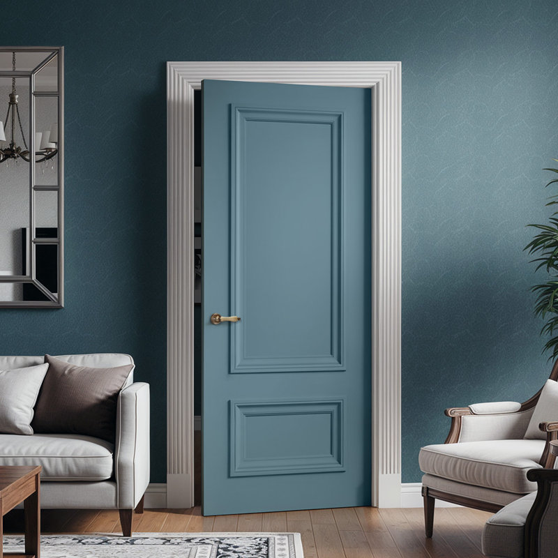 Dalle de porte intérieure 2 panneaux Palazzo, Bleu dignité, 96 x 24
