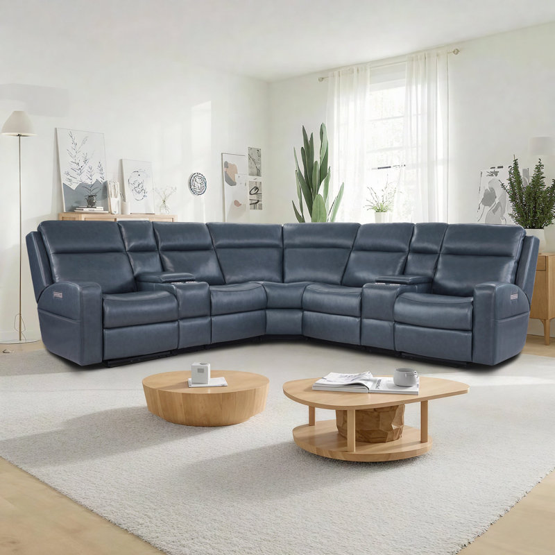 Canapé modulaire inclinable électrique en cuir à trois moteurs