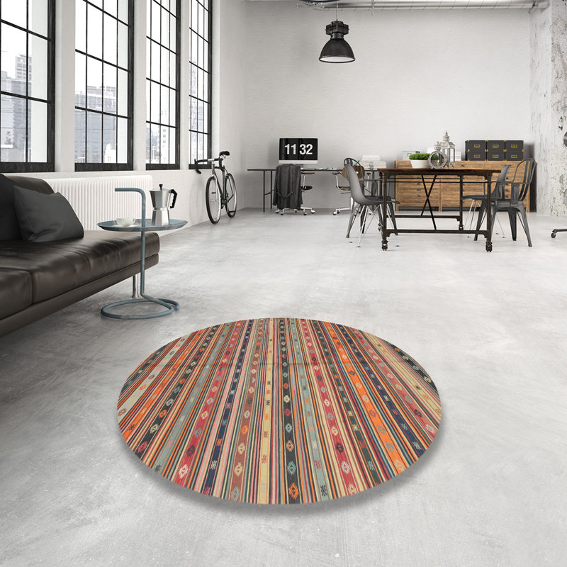 Striped Indoor Rug, Round 7'