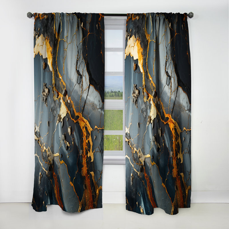 Harwood - Abstract Curtain - Blackout Curtain - 1 Panels, 52" W x 63" L