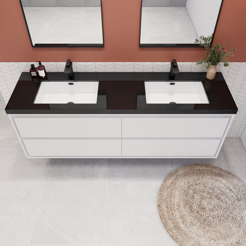 Belli 70.86'' Stone Double Bathroom Vanity Top with Sink