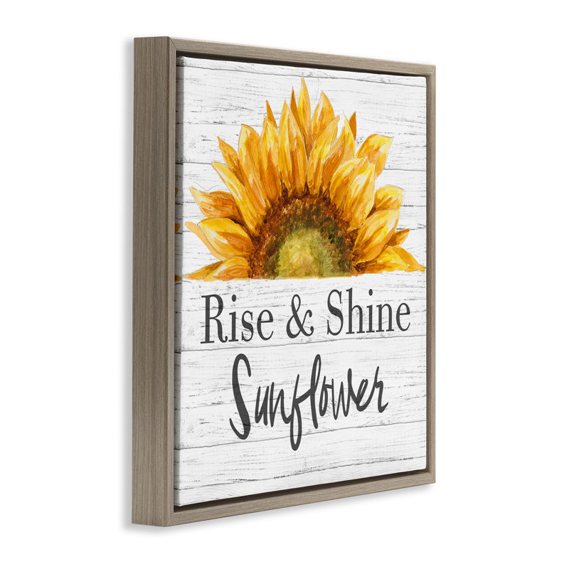 «Rise and Shine Sunflower», art mural encadré flottant par Patricia Pinto, Cadre flottant orme Montalcino, H 18 po x l 18 po