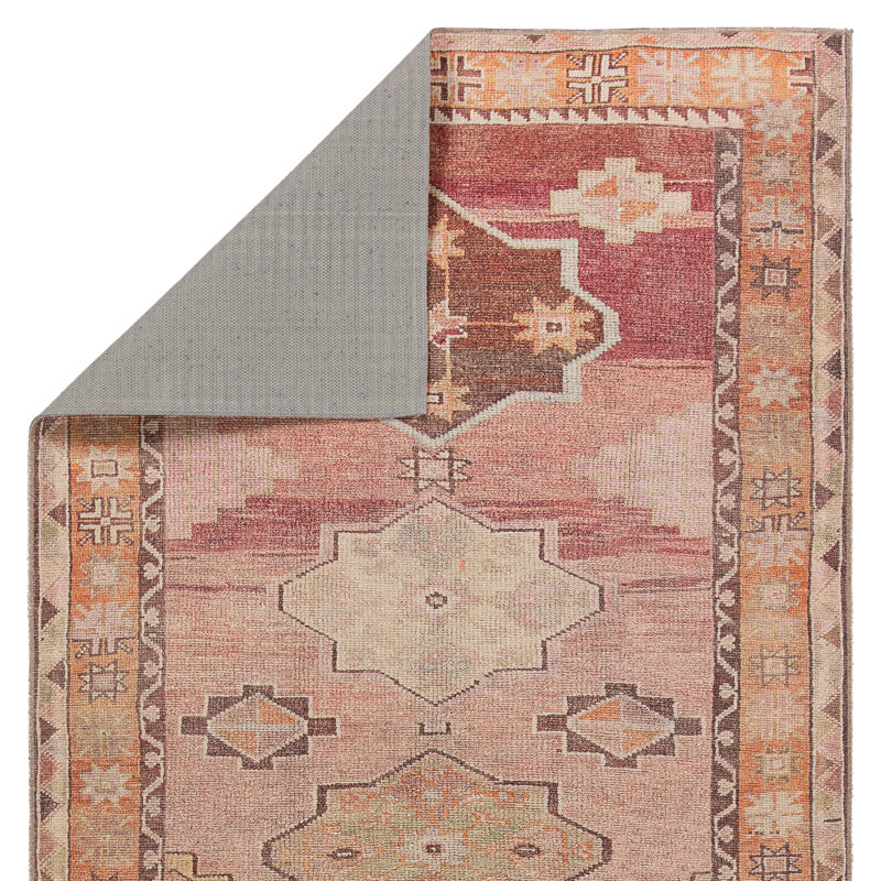 Romania Washable Performance Orange/Pink/Brown Rug, Rectangle 2' x 4'
