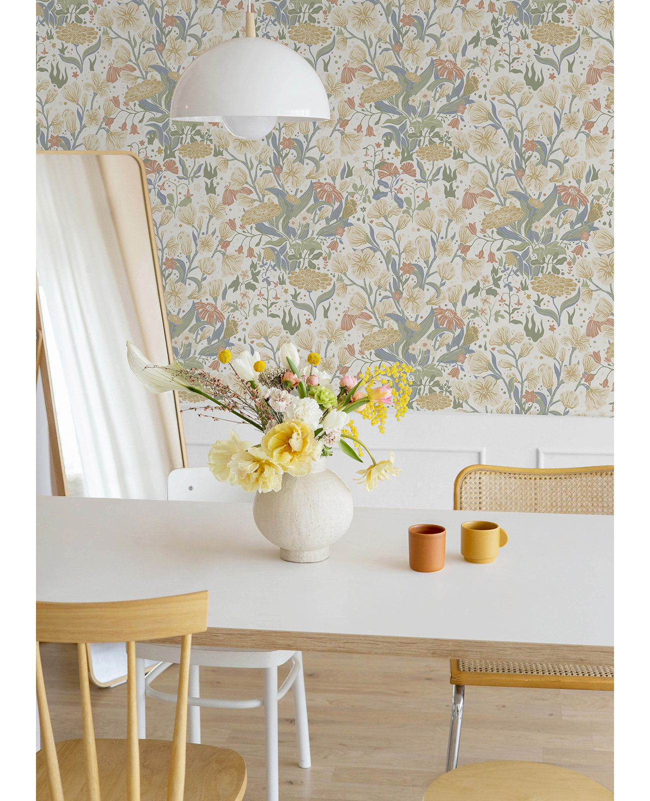 Bixby Faux Grasscloth Wallpaper, Beige/Red/Green