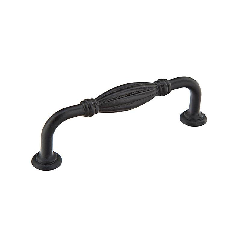 Tuscany Fluted Fixed 6" Center to Center Arch Pull, 4", Flat Black Bronze Patina