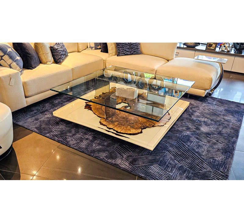 Pandion Walnut Wood Square Coffee Table, 18" H x 55.1" W x 55.1" D