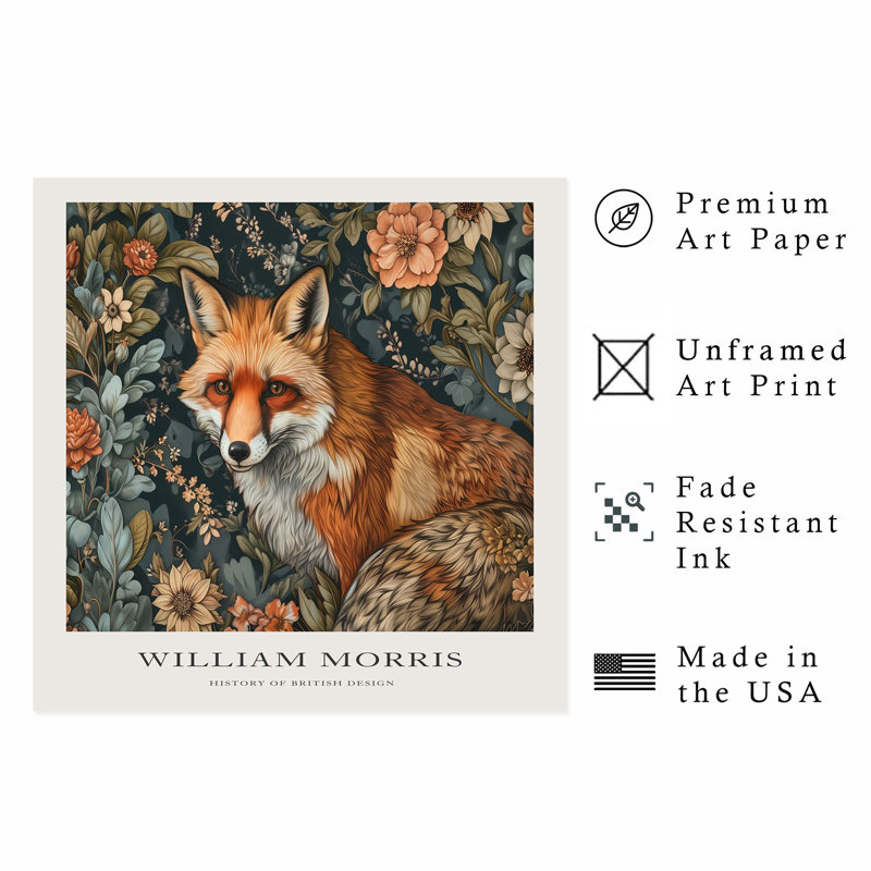 Animaux, reproduction d'art sans cadre William Morris Fox, H 16 po x l 16 po