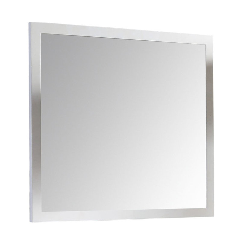 Ayza Wood Flat Wall Mirror, White, 33.2" H x 29.5" W