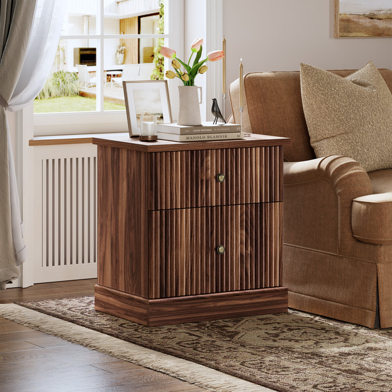 57.7cm W Bedside Table, Brown
