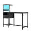 Bureau d'ordinateur avec prise de courant et tablettes de rangement, table d'écriture avec ports USB, station de travail pour bureau personnel-1351191982