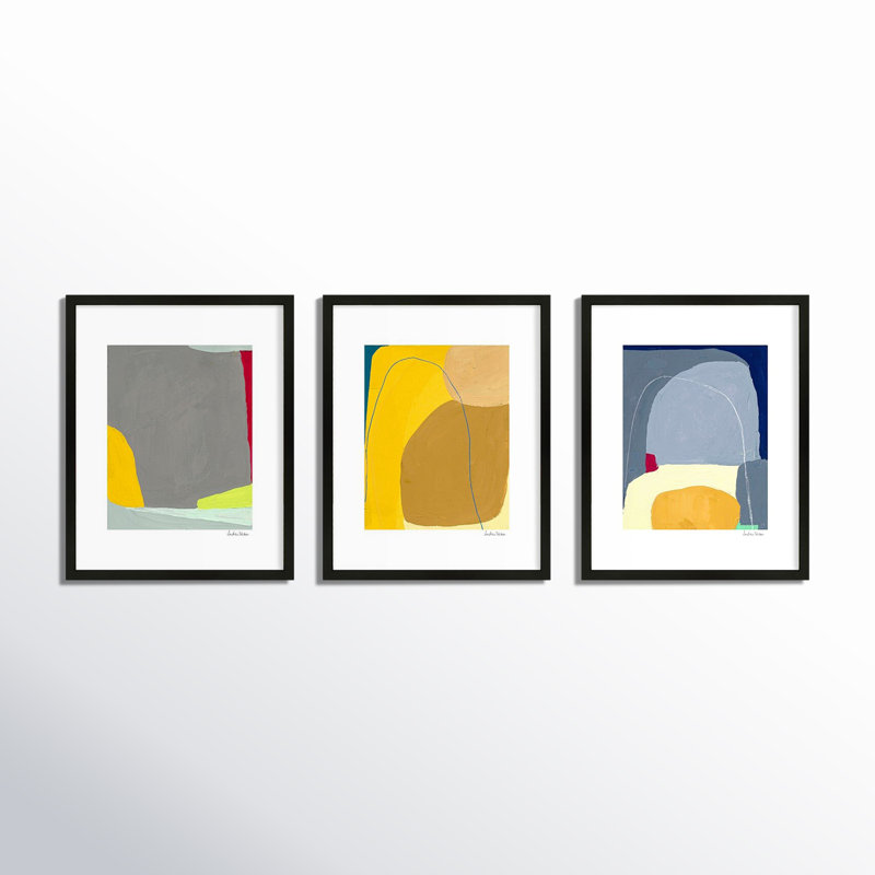 Color Meditation Trio 2. Set Of 3 by Andrea Stokes, Black Framed, 20" H x 16" W x 1.25" D
