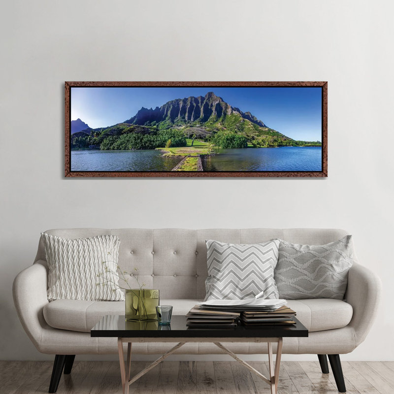 Kualoa Fishpond Pano 1 Piece Panoramic Wall Art on Canvas, 182.88 cm H x 60.96 cm W, Classic Wood Framed