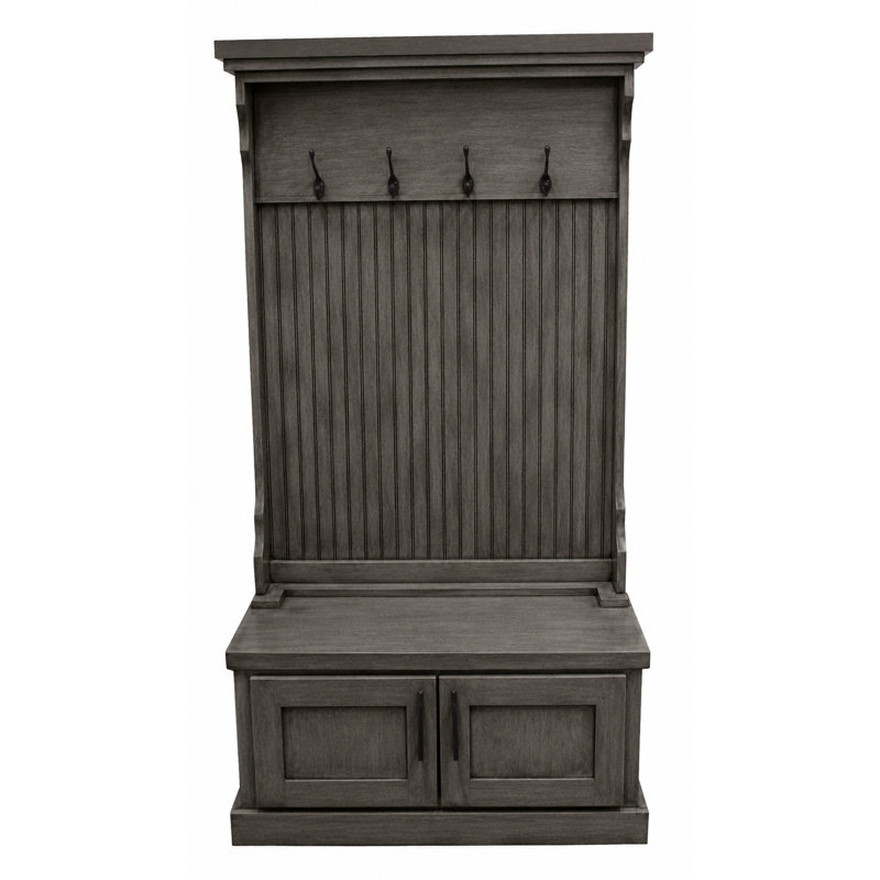 Brandley Hall Tree 37.5'' Wide with Bench and Shoe Storage, Graystone