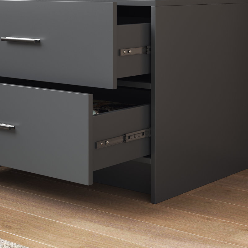 Table de chevet 2 tiroirs Ashten, Gris mat