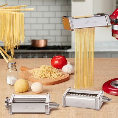Gvode 3 pièces, fixation pour pâtes 3-en-1, compatible avec KitchenAid®, rouleau et coupe tout en métal