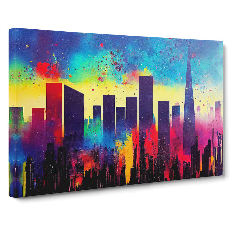 Vibrant London Skyline Vol.1 Abstract - Wrapped Canvas, 35cm H x 50cm W x 3cm D