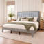 Upholstered Platform Bed with Tufted Headboard and Wood Slat Support