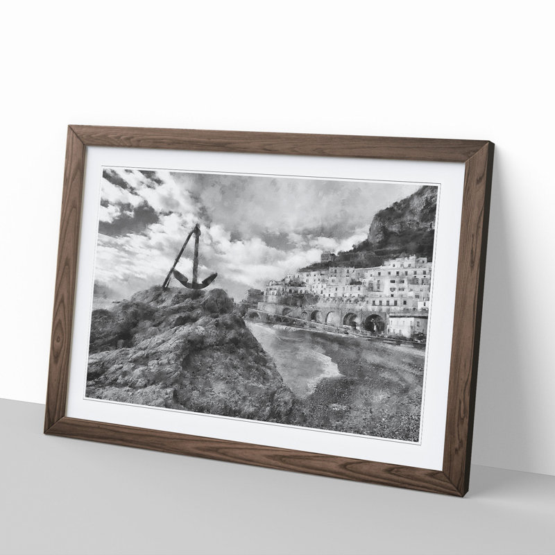 Amalfi Coast in Italy - Picture Frame Graphic Art, Walnut Framed, 36cm H x 48cm W x 2cm D