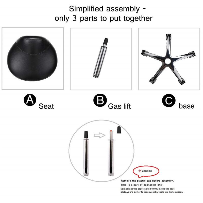 Maceus Adjustable Height Ergonomic Industrial Stool, Black