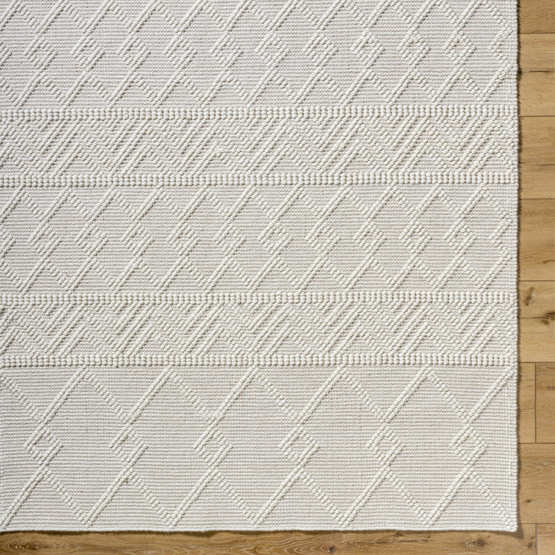 Hygge Textured Wool Hand Woven Area Rug, Rectangle 152 x 229 cm