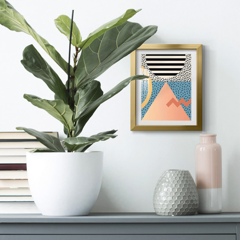 Modern Memphis I -Framed Print, 25.5'' H x 17.5'' W, Gold