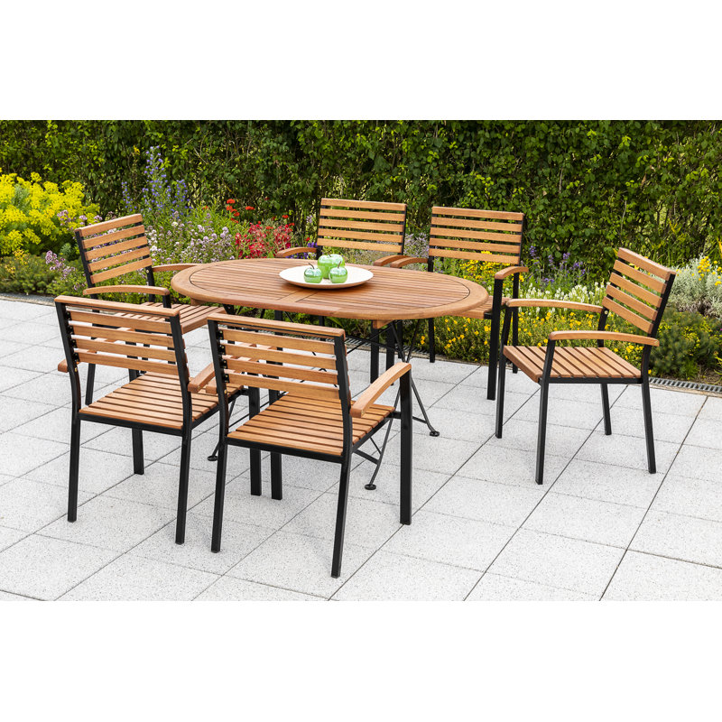 Abheer 6 - Person Patio Dining Set with Oval Table