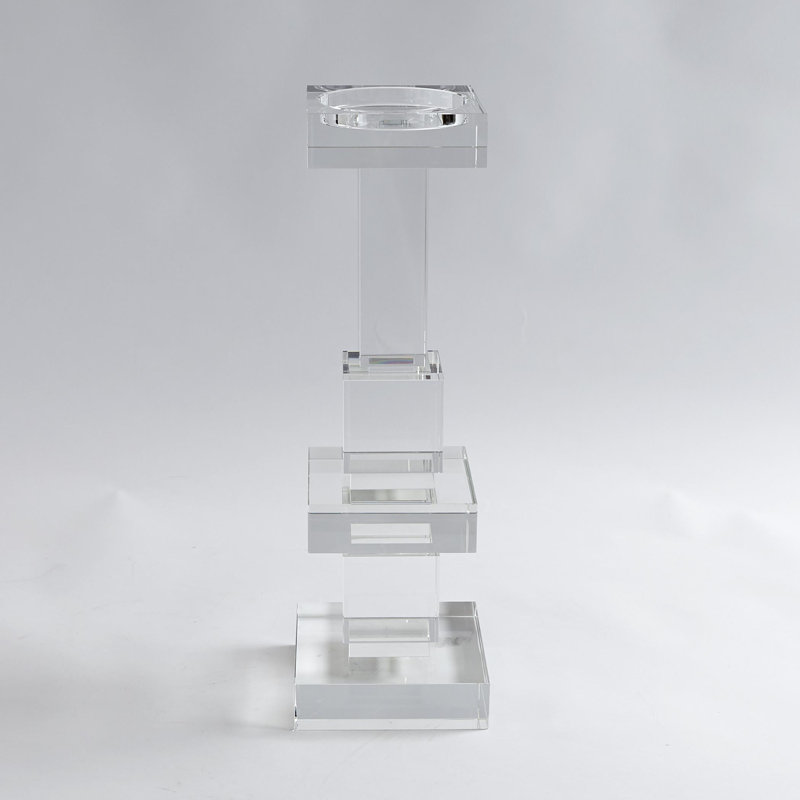 Elegant 18.25'' Polished Crystal Pillar Candle Holder