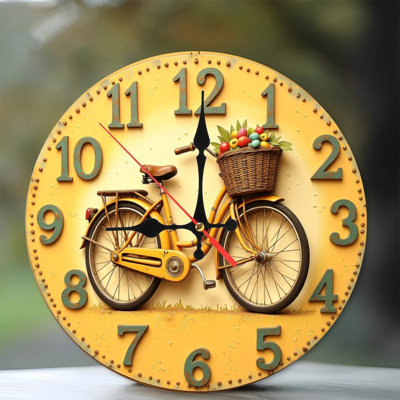horloge de bicyclette panier de fleurs vintage jaune