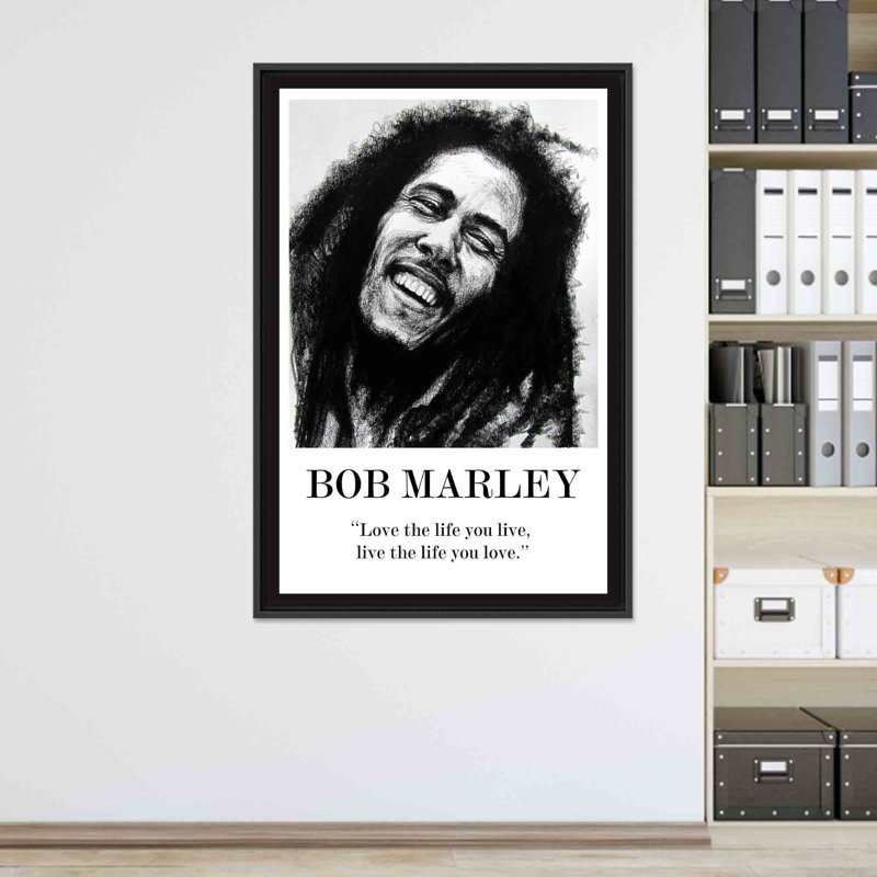Reproduction d'art sur toile imprimée: citation de Bob Marley pour les amateurs de musique, 1P BlackFramedCanves