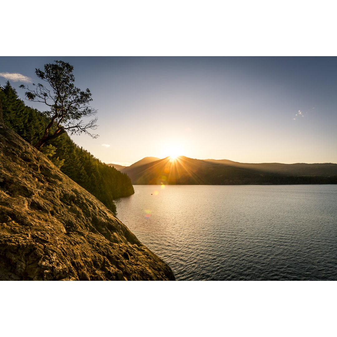 Comox Lake At Sunset von VisualCommunications - Leinwandbild auf Leinwand