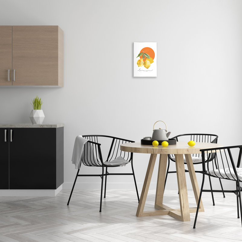 Art mural moderne, branche de citron, par Carol Robinson, H 15 po x l 10 po