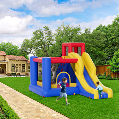 Château gonflable, conçu pour les enfants de 3 à 8 ans, 340 x 260 x 230 cm, trampoline de haute qualité pour l'extérieur, avec souffleur, glissade et sac de rangement, château gonflable familial pour le jardin
