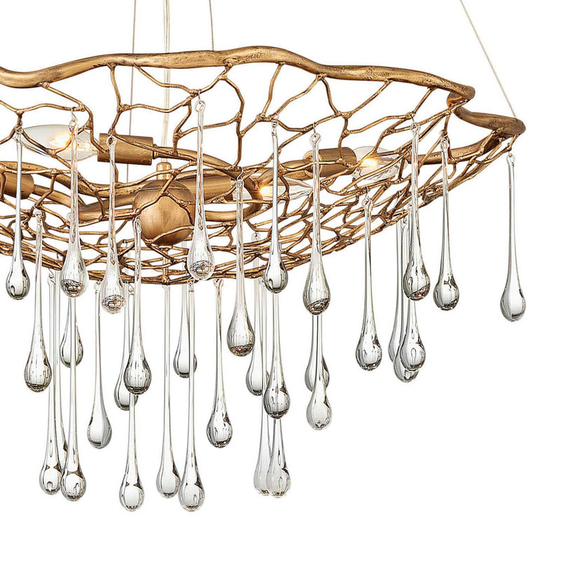 Laguna 4-Light Modern Chandelier with Glass Water Droplets by Lisa McDennon