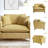 46.9" Oversized Soft Chenille Upholstered Deep Seat Accent Chair, Armchair with Plush Pillows, Yellow-1587426851