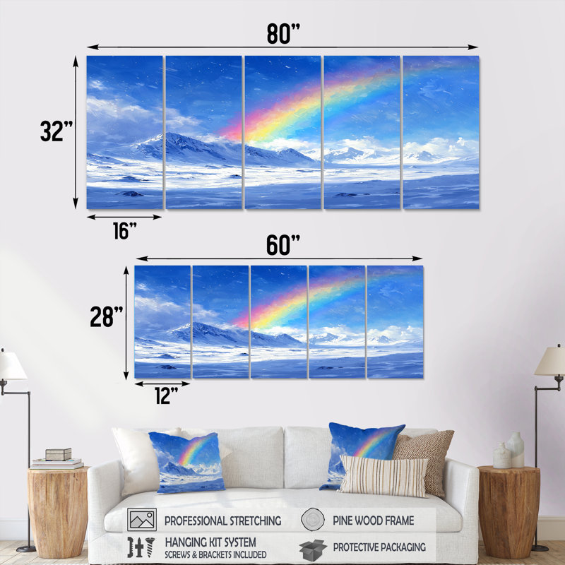 Art mural arc-en-ciel - art mural traditionnel, H 28 po x l 60 po, 5