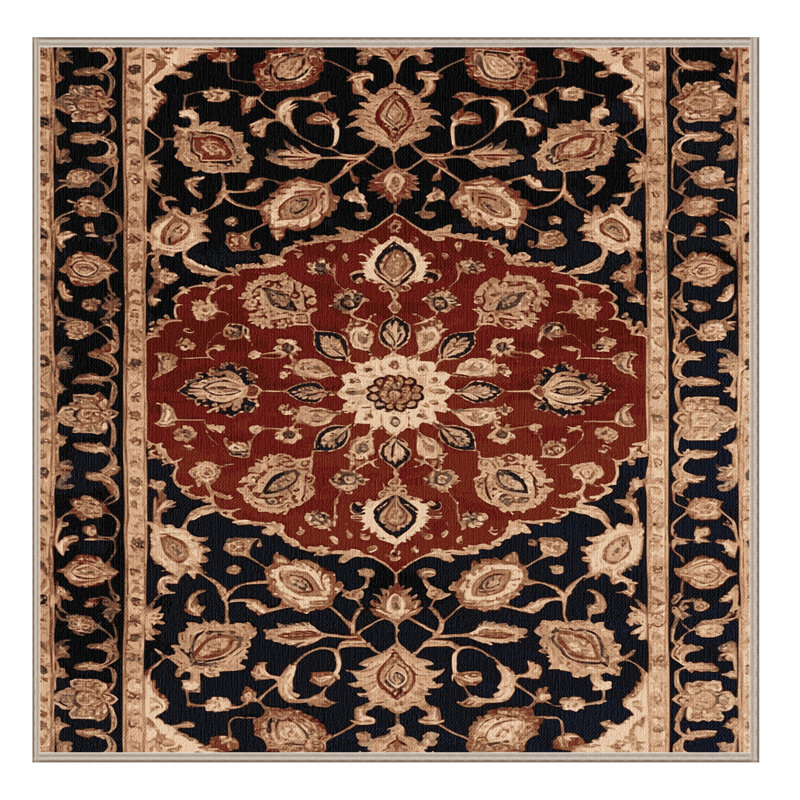 Machine Washable Persian Brown Area Rug, Square 5'