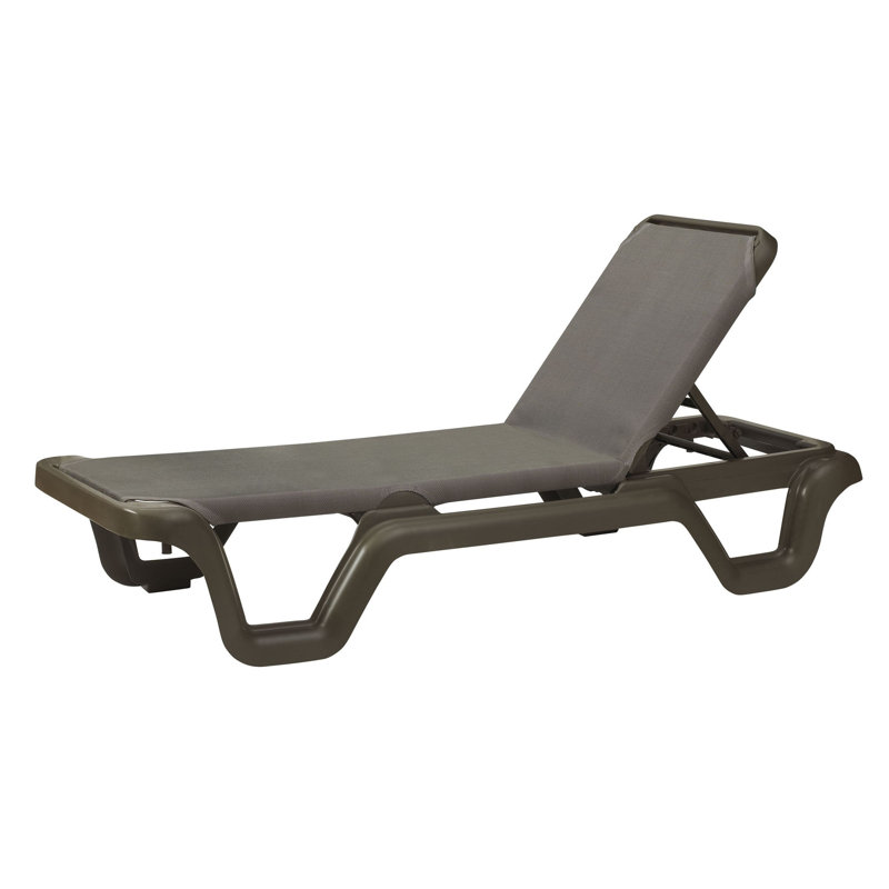 Grosfillex Marina 78" Long Reclining Chaise, Espresso/Bronze