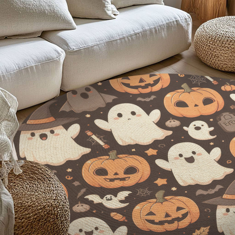 Tapis tressé Spooky Harvest, Rond 5 pi